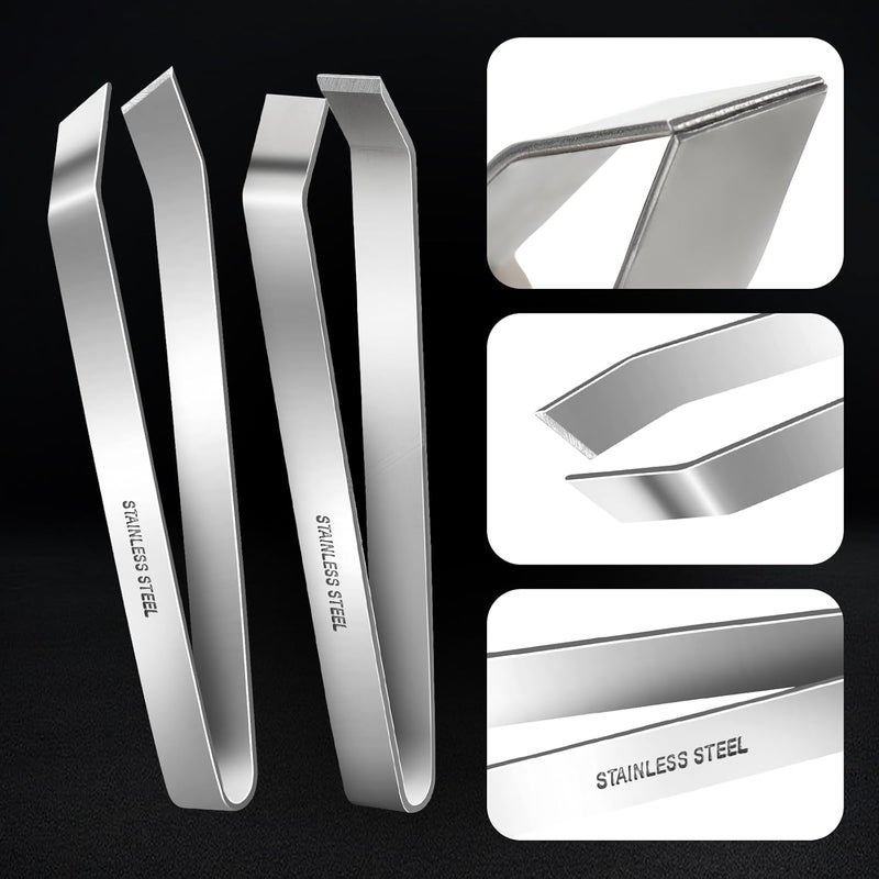 AUGHOA Fish Bone Tweezers, Flat and Slant Tweezers Set, Heavy Duty Stainless Steel Kitchen Tools for Removing Salmon Bones, Chicken Feathers and Pig Bristles, Dishwasher Safe - Image 4